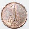 1 цент 1967г. Нидерланды, бронза,состояние XF - Мир монет