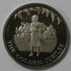 50 пенсов 2002г.  Фолклендские Острова.  Золотой юбилей. С букетом на сцене,  никель,  кроновый размер, мешковая. - Мир монет