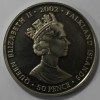 50 пенсов 2002г.   Фолклендские Острова.   Дворцовый флайпарт , никель,  кроновый размер, мешковая. - Мир монет