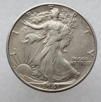 50 центов 1944 г США "Шагающая Свобода" Серебро 900 пробы вес 12,5гр - Мир монет