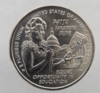 25 центов 2024г.  Р.  США. Женщины Америки № 12 . Адвокат Пэтси Минк ,  из ролла. - Мир монет