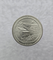 25 центов 2014г. США.  D . Национальный парк № 21-Грейт-Смоки-Маунтинс. Теннесси, состояние UNC .  - Мир монет