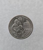 25 центов 2017г. США.  D . Национальный монумент № 39-Остров Эллис. Нью-Джерси, состояние UNC.  - Мир монет