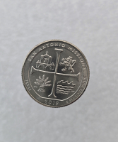 25 центов 2019г. США.  D . Национальный исторический парк № 49-Миссия  Сан-Антонио. Техас, состояние UNC.  - Мир монет