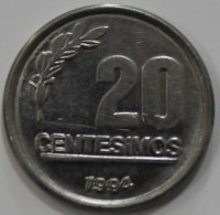 20 cентеcимо 1976г. Уругвай. состояние XF. - Мир монет