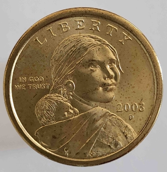 1 доллар  2003г. США. Р .   Сакагавея.  Парящий орел, из ролла. - Мир монет