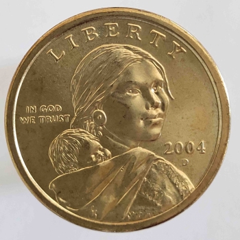1 доллар  2004г.  США. Р .  Сакагавея.   Парящий орел,  из ролла. - Мир монет