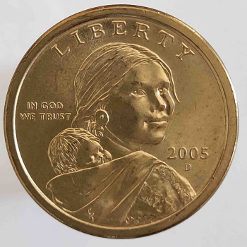 1 доллар  2005г.  США.  Р .   Сакагавея.  Парящий орел, из ролла. - Мир монет