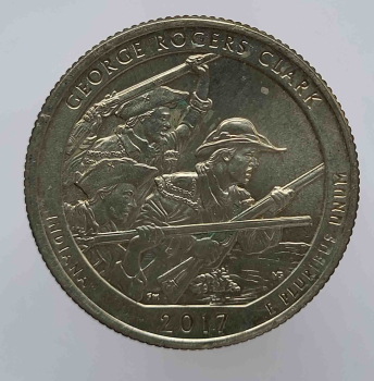 25 центов 2017г. США,  Р . Национальный исторический парк № 40-Дж.Р.Кларка. Индиана, состояние UNC.  - Мир монет