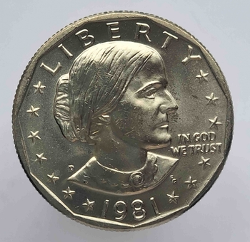 1 доллар 1981г.   США. D .   Сакагавея.   Сьюзен Энтони  , из ролла. - Мир монет
