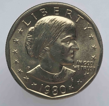 1 доллар 1980г. США.  D .  Сакагавея.   Сьюзен Энтони  , из ролла. - Мир монет