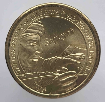 1 доллар 2017г. США.  Р . Сакагавея. Секвойя, из ролла. - Мир монет