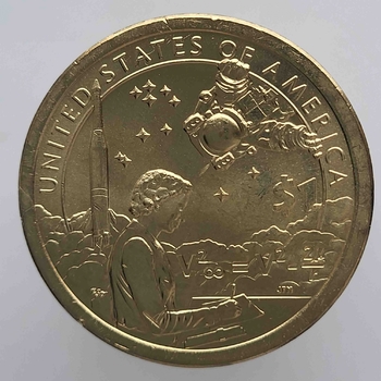  1 доллар 2019г. США.  D . Сакагавея. Индейцы в космосе , из ролла. - Мир монет