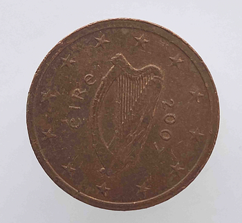 2 евроцента  2007г. Ирландия, состояние XF - Мир монет