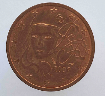 2 евроцента  2009 г. Франция, состояние XF - Мир монет
