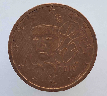 2 евроцента  2010 г. Франция, состояние XF - Мир монет