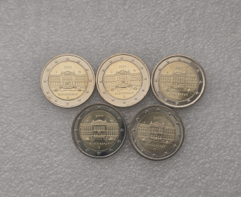 Германия. 2 евро 2019г. Бундесрат , комплект 5 дворов  ADFGJ, UNC. - Мир монет