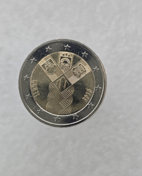 Эстония.   2 евро 2018г.   100 -летие независимости прибалтийских государств , состояние UNC. - Мир монет