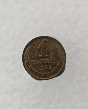 1 копейка 1989г. регулярный чекан СССР, в блеске - Мир монет