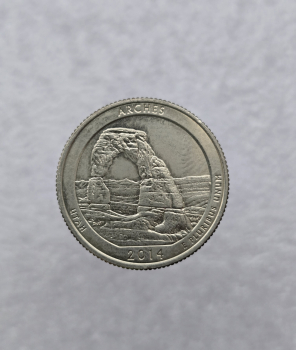 25 центов 2014г. США.  S  Национальный парк № 23-Арки. Юта, состояние UNC. - Мир монет