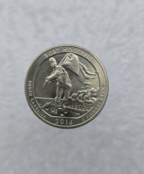 25 центов 2016г. США.  S . Национальный мемориал № 35-Форт Молтри. Южная Каролина, состояние UNC.  - Мир монет