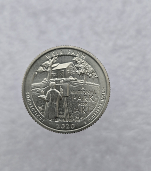 25 центов 2020г. № 52. S .Национальное историческое место Ферма Дж. А. Вейра. Коннектикут, состояние UNC.  - Мир монет