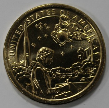  1 доллар 2019г. США.  Р . Сакагавея. Индейцы в космосе , из ролла. - Мир монет