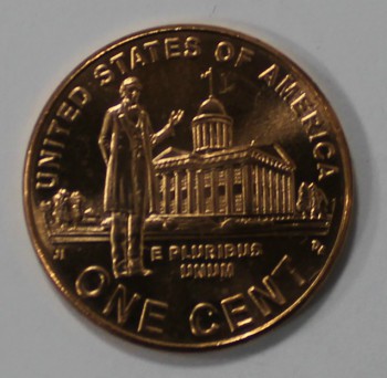 1 цент 2009г.  США. Мемориал  Линкольна .  cостояние UNC. - Мир монет