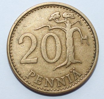 Финляндия.  20 пенни 1963г , бронза , XF - Мир монет