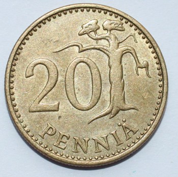 Финляндия.  20 пенни 1982г , бронза , AU - Мир монет