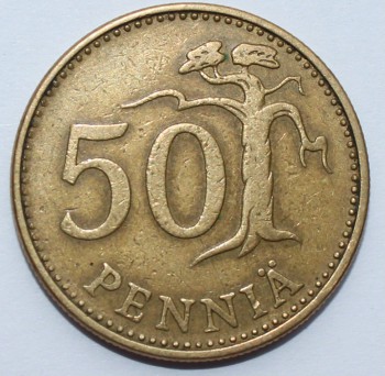Финляндия.  50 пенни 1963г , бронза, VF+ - Мир монет