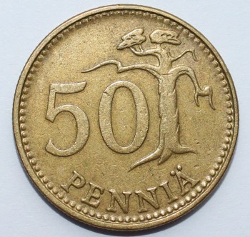 Финляндия.  50 пенни 1971г , бронза, XF+ - Мир монет