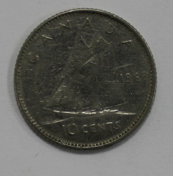 10 центов 1968г. Канада, никель, состояние VF. - Мир монет