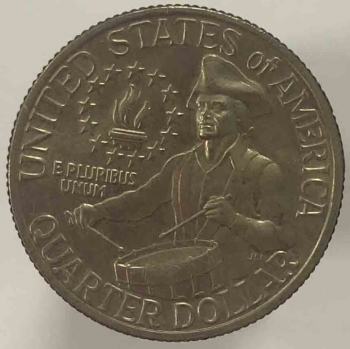 25 центов 1976г.  США. Барабанщик. 200 лет Подписания Декларации о Независимости США, никель, состояние UNC. - Мир монет