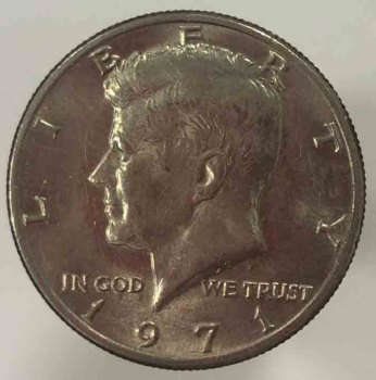 50 центов 1971г.  б/б.  D.  США. Кеннеди, из ролла. - Мир монет