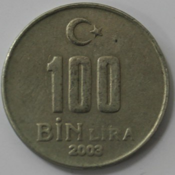 100 бин лира 2003г. Турция, состояние VF - Мир монет