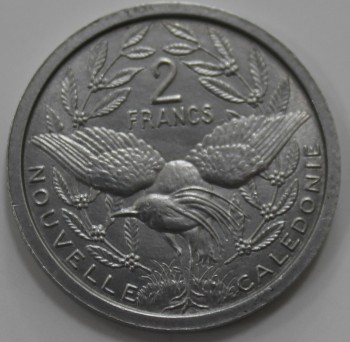 2 франка 1949г. Новая Каледония . Птица Кагу. Либертина,  состояние UNC - Мир монет