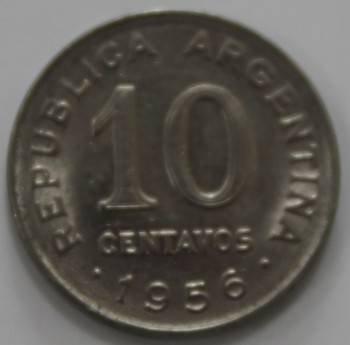 10 сентаво 1956г. Аргентина, Жозе де Сан Марти, состояние ХF-UNC - Мир монет