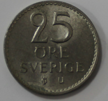25 эре 1968г. Швеция, никель,  состояние VF - Мир монет